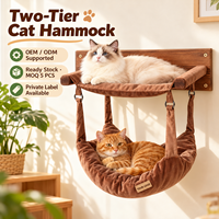 Hamac mural pour chat en gros, double couche, en bois massif, avec coussin amovible, structure d'escalade multifonctionnelle pour chat d'intérieur