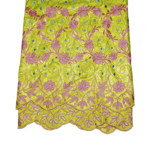 Tissu brodé en dentelle 100% coton pour femmes, lot de 5 mètres, dentelle <span class=keywords><strong>Bazin</strong></span> Riche africain, dentelle brocade Jacquard, <span class=keywords><strong>2021</strong></span> - Product Image 2