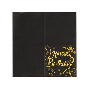 Happy Birthday Napkins Gold Foil 25cmx25cm Disposable Paper Serviettes For Party Celebration - Product Image 5