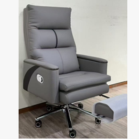 Chaise de bureau exécutive ergonomique moderne en cuir, pivotante, avec fonction massage, base chromée, structure en acier inoxydable, très vendue