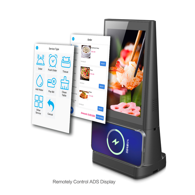 New Arrival Battery Powered Double 8 Inch LCD Touch Screen Digital Tabletop Order Tablet ADS Menu Display for Restaurant bar