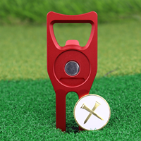 Outil de réparation de mottes de terre de golf vierges personnalisées en vrac direct d'usine ouvre-bouteille multifonctionnel avec jeu de marqueurs de balle