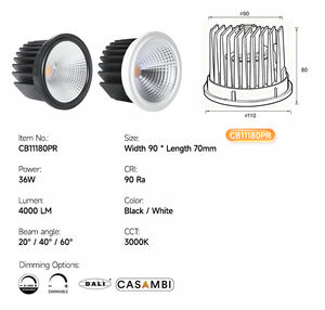 AR111 36W 3000K 20/40/60 Degrees LED Spotlight Embedded Down <b>Light</b> AR111 Spot <b>Light</b> Module COB Spotlights - Product Image 6
