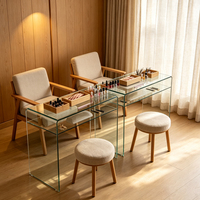 Ensemble table et chaise pour nail art en verre - Petite table de nail art luxueuse, tendance et idéale pour Instagram