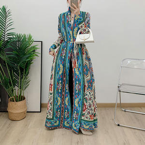 Vestido Abaya Elegante Estampado Floral de Manga Larga para Mujer Musulmana de Oriente Medio, Antiarrugas y de Secado Rápido - Product Image 2