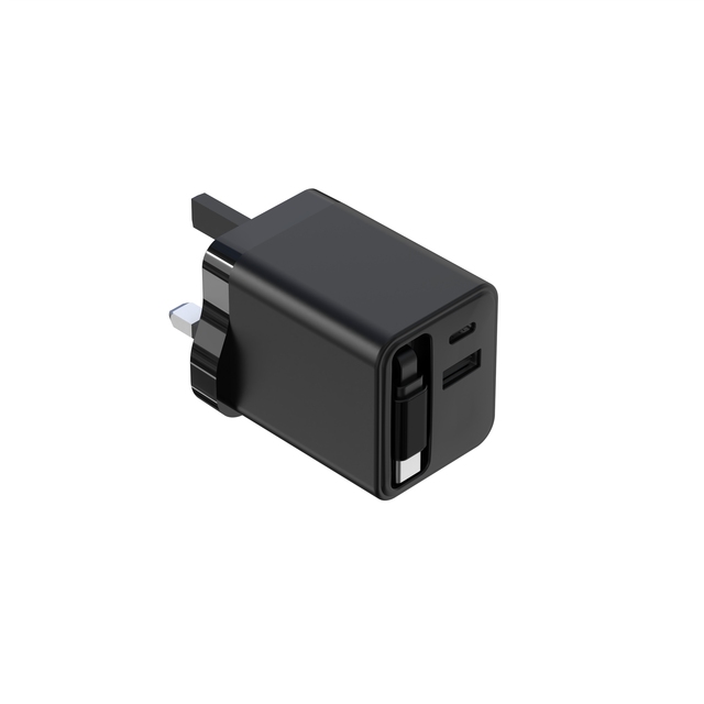 A+C 65W/45W PD USB C Charger 65W GaN Fast Wall Charger With 60CM Retractable Cable for Retractable iPhone Charger GAN
