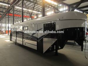 รถพ่วงบรรทุกเหล็กชุบสังกะสีมาตรฐานยุโรปแบบ 3 มุม พร้อมหน้าต่างด้านหน้าสำหรับขนส่งม้า - Product Image 5