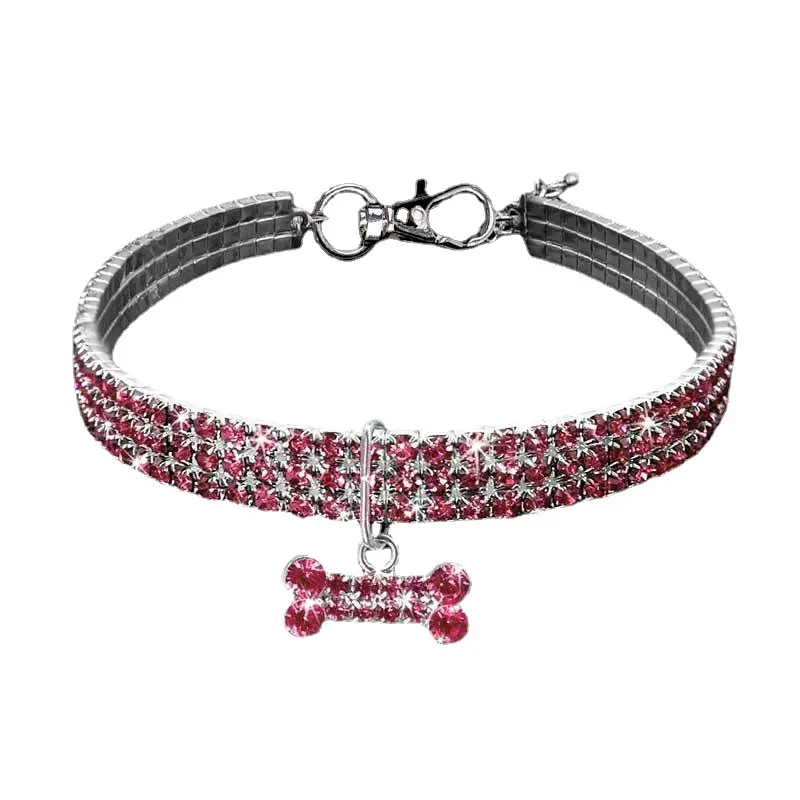 Collier élastique en strass pour animaux de compagnie, chaîne pour chien, collier en cristal pour chat, fournitures pour animaux de compagnie, petite étiquette de bijoux pour chien