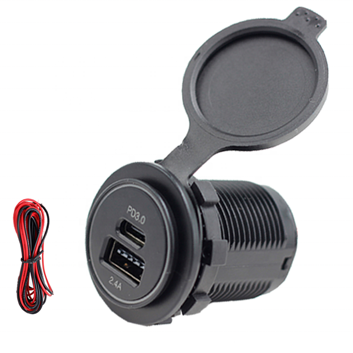 Waterproof Marine Boat USB Charger 12V Dual USB PD3.0 Car Charger Socket  Power Outlet|