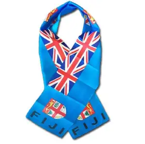 High Quality double side Fiji flag Country Lightweight Flag Printed Triple satin Style Scarf 8"x60"