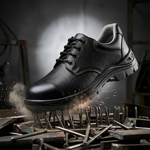 Black Steel Toe Safety Shoes Genuine Leather <b>Men</b> Work <b>Boots</b> <b>Waterproof</b> Breathable Anti Slip Industrial Footwear Anti Static Gear - Product Image 1