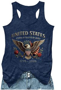 America 250th Independence Day Women's Cotton Tank <b>Top</b> with Patriotic Bow Print Casual Scoop Neck Sleeveless <b>Top</b> - Product Image 4