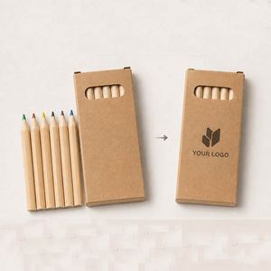 Juego de Lápices de Colores de Madera Natural con Logotipo Personalizado en Caja de Kraft, Mini Lápices para Colorear para Material Escolar y de Oficina, Lápices de Dibujo para Niños - Product Image 2