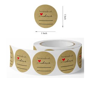 1 Inch Round Brown Kraft Baking Stickers Lined Labels For Jam Jars Cookie <b>Bags</b> Bakery Baked Goods Packaging - Product Image 2
