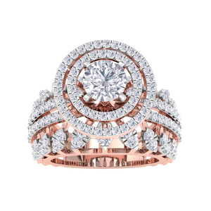 แหวนเพชรทรงกลมหรูหรา 18K โรสโกลด์สำหรับผู้หญิง ของขวัญเครื่องประดับวันครบรอบแต่งงานเจ้าสาว - Product Image 4
