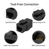 Conector Keystone Cat6 Profesional Negro, Módulo de Red RJ45 sin Herramientas, Placa de Pared con Código de Color para PC, Panel de Conexión sin Soldadura