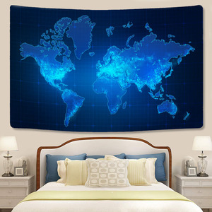 74X44 pulgadas 100% poliéster luminoso mapa del mundo <span class=keywords><strong>tapiz</strong></span> apartamento hogar Decoración pared manta tapices - Product Image 1