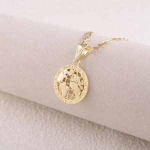 <span class=keywords><strong>Collana</strong></span> con Ciondolo Globo Placcato Oro 14k per Uomo, Design Circolare 'Il Mondo è Tuo', Gioiello Minimalista - Product Image 4