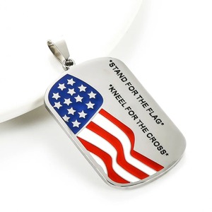 Collier pendentif drapeau américain en acier inoxydable, style hip-hop, avec breloques en forme de plaque militaire, pour hommes et femmes, cadeau bijoux - Product Image 5