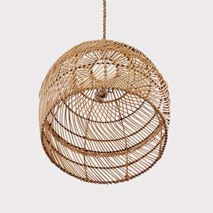 Pantalla de Lámpara Tejida a Mano, Cubierta de Lámpara Colgante de Ratán Natural, Pantalla Decorativa para Iluminación Interior de Hogar, Hotel, Cafetería - Product Image 3