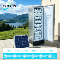 Congélateur vertical solaire 198L hors réseau, 11 niveaux, 24V CC, machine à glaçons à congélation rapide pour zones rurales