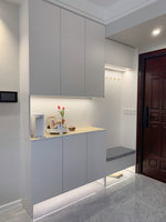Armoire à chaussures en bois et acier inoxydable moderne et durable, hauteur réglable, montage mural, 5 étagères pour salon, couloir, style villa
