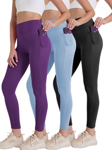 Set di 3 Leggings da Donna a Vita Alta con Tasca Laterale, Traspiranti e Modellanti, per Yoga e Allenamento in Palestra/Corsa - Product Image 2