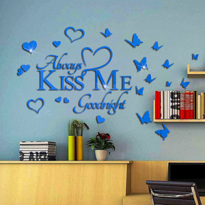 Embrassez-moi 3d acrylique papillon miroir autocollants mur décoration de la maison - Product Image 4