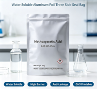 Sachet en aluminium soluble dans l'eau à trois soudures personnalisé pour l'emballage de produits chimiques acides, sachet soluble en PVA