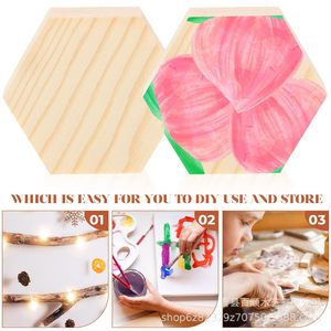 Hexagonal Pine <b>Wood</b> <b>Blocks</b> 5x4.4x2 Cm Natural Color For DIY Handicrafts Painting Projects - Product Image 3