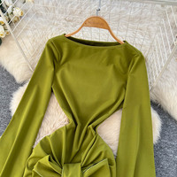 Robe Modeste Femme TKS Printemps Automne Col Rond Manches Courtes et Longues