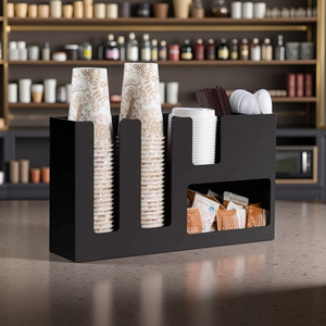 コーヒーショップアクセサリーコーヒーカップ収納ボックス使い捨て紙カップディスペンサーステンレス製デスクトップディスプレイスタンド - Product Image 3