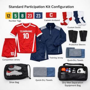 Kit de Entrenamiento Deportivo Personalizado con Camiseta, Pantalones Cortos, Calcetines, Brazalete de Capitán, Peto, Bolsa y Solución de Empaque - Product Image 3