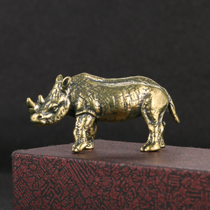 Antieke Imitatie Neushoorn Standbeeld Custom Messing Metalen Handwerk Bureau Decoratie Retro Casting Techniek - Product Image 5