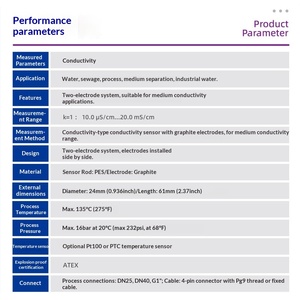 Électrode de conductivité E+H Endress+Hauser CLS21-C1E4A, capteur analogique avec PT100, fabriqué en Chine continentale - Product Image 3
