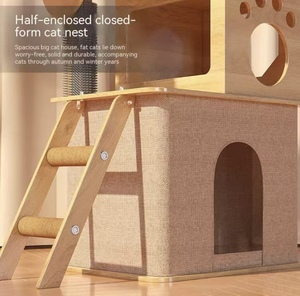 Moderne, milieuvriendelijke kattenboom met 4 niveaus & bovenop kartonnen verpakking, geschikt voor binnen/buiten gebruik, kattenklimrek & krabplank - Product Image 3