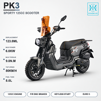 Scooter 125CC, moteur refroidi par air, démarrage sans clé, EFI, freins à disque avant et arrière, réservoir de carburant de 8 L, 80 km/h, EURO 5 pour adultes