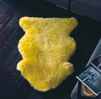 Personnalisable Moderne Eco-Tanné Véritable Peau de Mouton Fourrure Tapis Tapis Jaune à Poils Longs avec Pile en Peluche pour le Salon