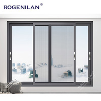 Rogenilan 2025 Trending Ventana corredera de vidrio de aluminio con persianas Filipinas Seguridad Vitre Ventanas deslizantes