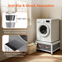 Support de lave-linge JH-Mech avec étagère de rangement, design durable et réglable, 28'' L x 28'' W, base de machine à laver en métal blanc
