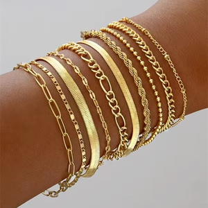 Gelang Baja Anti Air 14K 18K 24K Stainless Steel Rantai Ular Pipih Miami Cuban Kustom Perhiasan Fashion untuk Wanita - Product Image 1