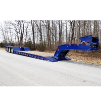 Semi-remorque à plateau surbaissé en acier robuste pour le transport de machines lourdes avec échelle à ressorts mécaniques