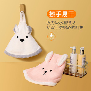 Coral Fleece <b>Hand</b> <b>Towel</b> Cartoon Design Soft Absorbent <b>Kitchen</b> Bathroom Use - Product Image 2