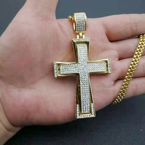 Collar con Colgante de Cruz de Acero Inoxidable con Engaste Pavé, Joyería Hip Hop para Hombre, Regalo - Product Image 5