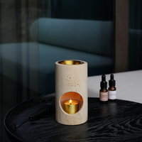 BECORA Brûleur d'huile essentielle en marbre Réchauffeur de cire fondue et diffuseur d'aromathérapie avec fondant à parfum pour décor de chambre à coucher à la maison