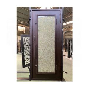 Porte d'entrée extérieure de luxe en fer forgé double à coupure thermique - Product Image 6