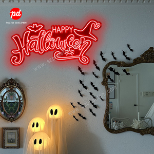 Letrero Luminoso LED de Neón con Diseño de Sombrero de Bruja, Calabaza y Araña para <span class=keywords><strong>Halloween</strong></span>, Regalo para Niños, Decoración de Fiestas, Uso en Automóviles - Product Image 1