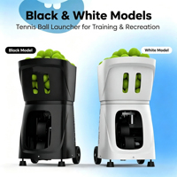 Lanceur de balles de tennis portable, machine d'entraînement automatique pour le service de tennis, bac à balles pouvant contenir plus de 100 balles, couleur noir et blanc