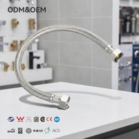 Tuyau flexible tressé EPDM pour douche, 51 cm, argenté, pour robinet de salle de bain et chauffe-eau