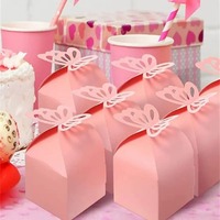 Cajas de Regalo de Papel Rosa Perla con Cierre de Mariposa, Caja de Regalo Desechable de Grado Alimenticio para Dulces de Boda, Venta al por Mayor